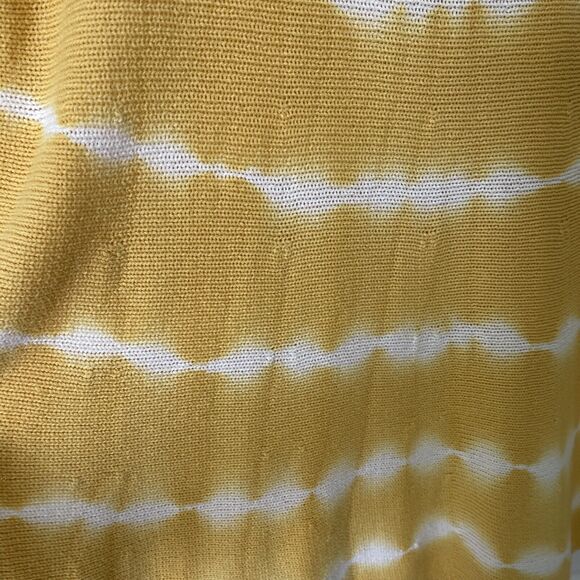 Skye’s The Limit Yellow Scoop Neck Sweater w/White Tie Dye Stripe - Sz XL - Picture 5 of 13